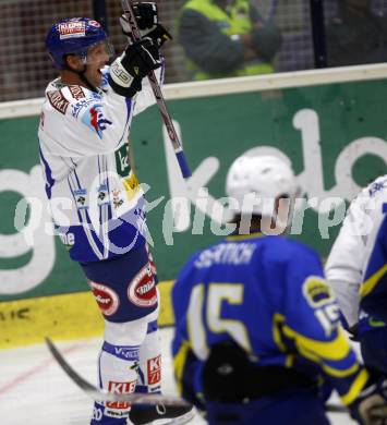 EBEL. Eishockey Bundesliga. Testspiel. VSV gegen Medvedscak Zagreb. Torjubel Mickey Elick (VSV). Villach, am 23.8.2009.
Foto: Kuess

---
pressefotos, pressefotografie, kuess, qs, qspictures, sport, bild, bilder, bilddatenbank