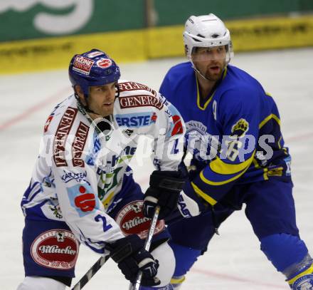 EBEL. Eishockey Bundesliga. Testspiel. VSV gegen Medvedscak Zagreb. Michael Martin (VSV), Aaron Fox (Zagreb). Villach, am 23.8.2009.
Foto: Kuess

---
pressefotos, pressefotografie, kuess, qs, qspictures, sport, bild, bilder, bilddatenbank