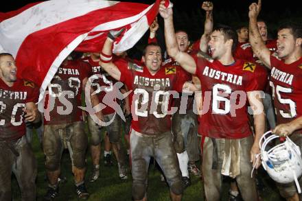 American Football. European Championship 2009. Oesterreich gegen Daenemark. Jubel (Oesterreich). Wolfsberg, 22.8.2009.
Foto: Kuess
---
pressefotos, pressefotografie, kuess, qs, qspictures, sport, bild, bilder, bilddatenbank