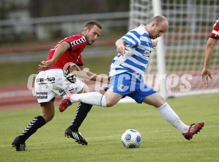 Fussball Kaerntner Liga. VSV gegen SV Feldkirchen. Daniel Barrazutti (VSV), Florian Oberrisser (Feldkirchen). Villach, am 28.8.2009.
Foto: Kuess
---
pressefotos, pressefotografie, kuess, qs, qspictures, sport, bild, bilder, bilddatenbank