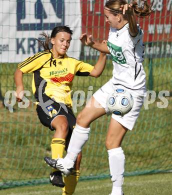 Fussball. OEFB-Frauenliga.  SK Kelag Kaernten Frauen gegen Ardagger SCU. Anja Milenkovic (Kaernten), Julia Schneider (Ardagger). Glanegg, 30.8.2009.
Foto: Kuess

---
pressefotos, pressefotografie, kuess, qs, qspictures, sport, bild, bilder, bilddatenbank