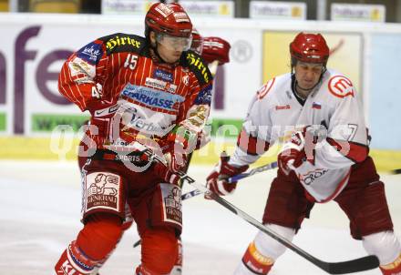 EBEL. Eishockey Bundesliga. Testspiel KAC gegen Jesenice. David Schuller, (KAC), Jan Golubovski  (Jesenice). Klagenfurt, am 4.9.2009.
Foto: Kuess

---
pressefotos, pressefotografie, kuess, qs, qspictures, sport, bild, bilder, bilddatenbank