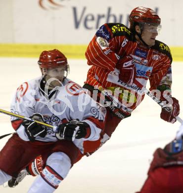 EBEL. Eishockey Bundesliga. Testspiel KAC gegen Jesenice. David Schuller, (KAC), Tomo Hafner  (Jesenice). Klagenfurt, am 4.9.2009.
Foto: Kuess

---
pressefotos, pressefotografie, kuess, qs, qspictures, sport, bild, bilder, bilddatenbank