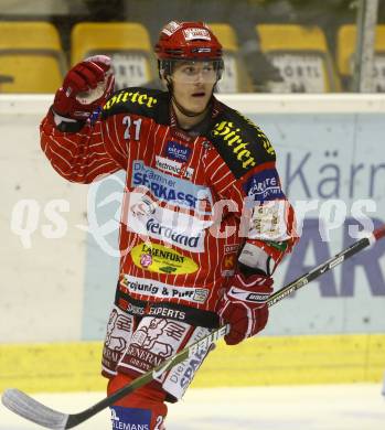 EBEL. Eishockey Bundesliga. Testspiel KAC gegen Jesenice. Torjubel Manuel Geier (KAC). Klagenfurt, am 4.9.2009.
Foto: Kuess

---
pressefotos, pressefotografie, kuess, qs, qspictures, sport, bild, bilder, bilddatenbank