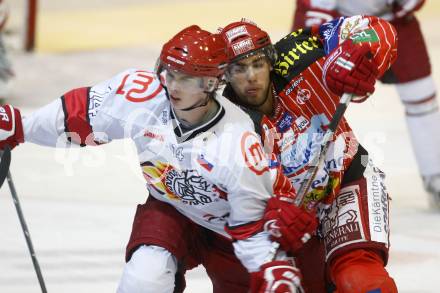 EBEL. Eishockey Bundesliga. Testspiel KAC gegen Jesenice. Martin Schumnig, (KAC),  Ziga Jeglic (Jesenice). Klagenfurt, am 4.9.2009.
Foto: Kuess

---
pressefotos, pressefotografie, kuess, qs, qspictures, sport, bild, bilder, bilddatenbank