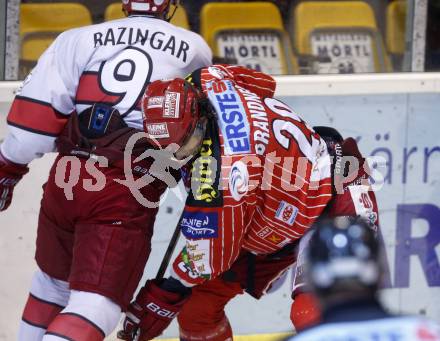 EBEL. Eishockey Bundesliga. Testspiel KAC gegen Jesenice. Christoph Brandner,  (KAC), Tomaz Razingar (Jesenice). Klagenfurt, am 4.9.2009.
Foto: Kuess

---
pressefotos, pressefotografie, kuess, qs, qspictures, sport, bild, bilder, bilddatenbank