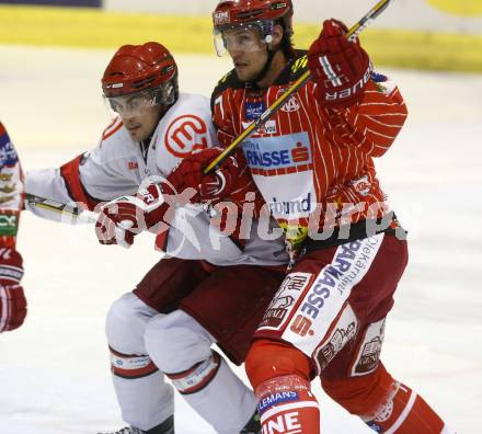 EBEL. Eishockey Bundesliga. Testspiel KAC gegen Jesenice. Gregor Hager, (KAC), Klemen Pretnar (Jesenice). Klagenfurt, am 4.9.2009.
Foto: Kuess

---
pressefotos, pressefotografie, kuess, qs, qspictures, sport, bild, bilder, bilddatenbank