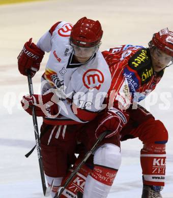 EBEL. Eishockey Bundesliga. Testspiel KAC gegen Jesenice. Johannes Reichel (KAC), Marijan Manfreda (Jesenice). Klagenfurt, am 4.9.2009.
Foto: Kuess

---
pressefotos, pressefotografie, kuess, qs, qspictures, sport, bild, bilder, bilddatenbank