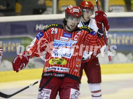 EBEL. Eishockey Bundesliga. Testspiel KAC gegen Jesenice. Torjubel Christoph Brandner. Klagenfurt, am 4.9.2009.
Foto: Kuess

---
pressefotos, pressefotografie, kuess, qs, qspictures, sport, bild, bilder, bilddatenbank