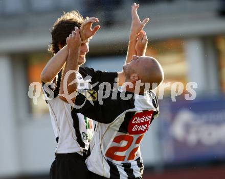 Fussball. Regionalliga.  WAC/St. Andrae gegen FC St. Veit.  Torjubel Christian Falk, Stefan Stueckler (WAC), (St. Veit). Wolfsberg, 6.9.2009.
Foto: Kuess

---
pressefotos, pressefotografie, kuess, qs, qspictures, sport, bild, bilder, bilddatenbank