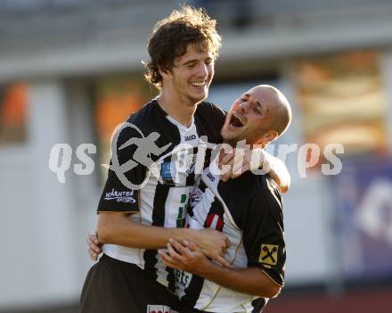 Fussball. Regionalliga.  WAC/St. Andrae gegen FC St. Veit.  Torjubel Christian Falk, Stefan Stueckler (WAC), (St. Veit). Wolfsberg, 6.9.2009.
Foto: Kuess

---
pressefotos, pressefotografie, kuess, qs, qspictures, sport, bild, bilder, bilddatenbank