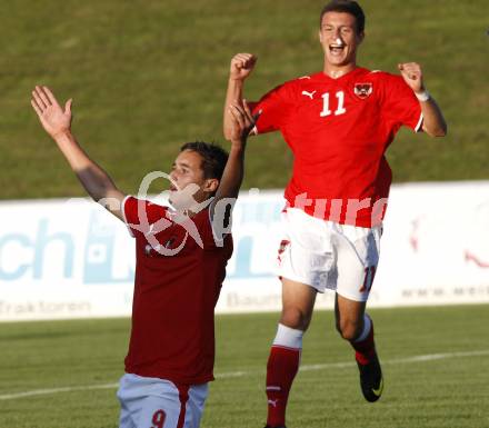 Fussball Laenderspiel U19 Oesterreich gegen Slowenien. Torjubel Markus Pink (Oesterreich). St. Veit, am 8.9.2009.
Foto: Kuess
---
pressefotos, pressefotografie, kuess, qs, qspictures, sport, bild, bilder, bilddatenbank