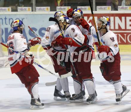 EBEL. Eishockey Bundesliga. KAC gegen EC Red Bull Salzburg. Torjubel Salzburg. Klagenfurt, am 10.9.2009.
Foto: Kuess

---
pressefotos, pressefotografie, kuess, qs, qspictures, sport, bild, bilder, bilddatenbank