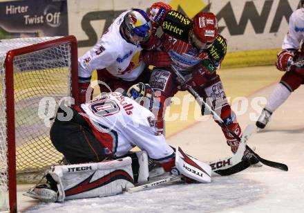 EBEL. Eishockey Bundesliga. KAC gegen EC Red Bull Salzburg. Thomas Hundertpfund,  (KAC), David Leneveau,  (Salzburg). Klagenfurt, am 10.9.2009.
Foto: Kuess

---
pressefotos, pressefotografie, kuess, qs, qspictures, sport, bild, bilder, bilddatenbank