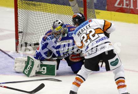 EBEL. Eishockey Bundesliga. EC Pasut VSV gegen Eishockeyclub Graz 99ers. Gert Prohaska (VSV), HEALEY Eric (Graz). Villach, am 13.9.2009.
Foto: Kuess 


---
pressefotos, pressefotografie, kuess, qs, qspictures, sport, bild, bilder, bilddatenbank