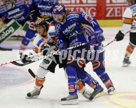 EBEL. Eishockey Bundesliga. EC Pasut VSV gegen Eishockeyclub Graz 99ers. Kiel McLeod, (VSV), WOGER Daniel (Graz). Villach, am 13.9.2009.
Foto: Kuess 


---
pressefotos, pressefotografie, kuess, qs, qspictures, sport, bild, bilder, bilddatenbank