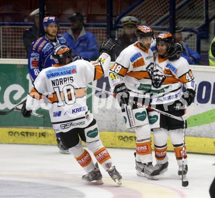 EBEL. Eishockey Bundesliga. EC Pasut VSV gegen Eishockeyclub Graz 99ers. Torjubel Graz. Villach, am 13.9.2009.
Foto: Kuess 


---
pressefotos, pressefotografie, kuess, qs, qspictures, sport, bild, bilder, bilddatenbank