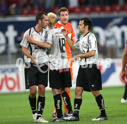 Fussball. Tipp3-Bundesliga. SK Austria Kelag Kaernten  gegen FK Austria Wien. Jubel Christian Prawda, Thomas Hinum, Leonhard Kaufmann (Austria Kaernten), Maier Thiago Santos Schumacher (Austria Wien). Klagenfurt, 28.11.2008. 
Foto: Kuess

---
pressefotos, pressefotografie, kuess, qs, qspictures, sport, bild, bilder, bilddatenbank