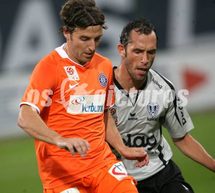 Fussball. Tipp3-Bundesliga. SK Austria Kelag Kaernten  gegen FK Austria Wien. Christian Prawda (Austria Kaernten), Joachim Standfest (Austria Wien). Klagenfurt, 12.9.2009. 
Foto: Kuess

---
pressefotos, pressefotografie, kuess, qs, qspictures, sport, bild, bilder, bilddatenbank