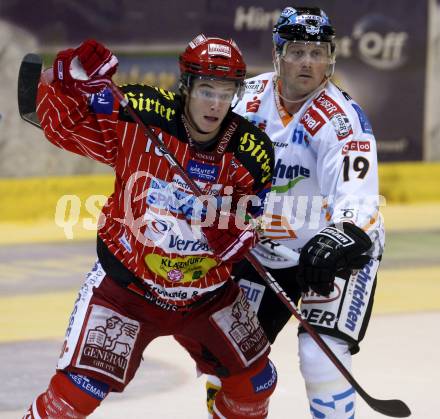 EBEL. Eishockey Bundesliga. KAC gegen EHC LIWEST Linz. JAKOBITSCH Silvio (KAC), SHEARER Robert (Linz). Klagenfurt, am 17.9.2009.
Foto: Kuess

---
pressefotos, pressefotografie, kuess, qs, qspictures, sport, bild, bilder, bilddatenbank