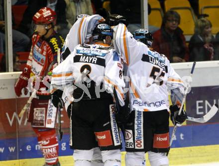 EBEL. Eishockey Bundesliga. KAC gegen EHC LIWEST Linz. Jubel Linz. Klagenfurt, am 17.9.2009.
Foto: Kuess

---
pressefotos, pressefotografie, kuess, qs, qspictures, sport, bild, bilder, bilddatenbank