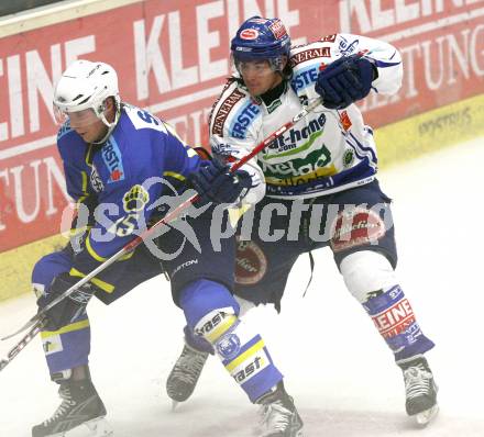 EBEL: Eishockey Bundesliga. VSV gegen Zagreb. Christoph Martinz (VSV), Andy Sertich (Zagreb). Villach, am 20.9.2009.
Foto: Kuess
---
pressefotos, pressefotografie, kuess, qs, qspictures, sport, bild, bilder, bilddatenbank