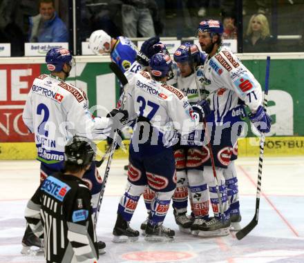 EBEL. Eishockey Bundesliga. EC Pasut VSV gegen KHL Medvescak Zagreb. Torjubel VSV. Villach, am 20.9.2009.
Foto: Kuess 


---
pressefotos, pressefotografie, kuess, qs, qspictures, sport, bild, bilder, bilddatenbank