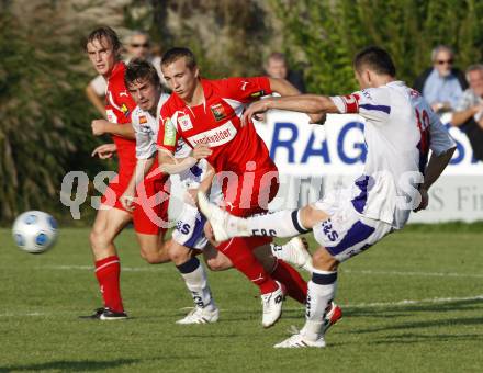 Fussball OEFB Cup. SAK Klagenfurt gegen Trenkwalder Admira. Grega Triplat, Goran Jolic,  (SAK), Martin Pusic, Christopher Dibon (Admira). Klagenfurt, am 19.9.2009.
Foto: Kuess

---
pressefotos, pressefotografie, kuess, qs, qspictures, sport, bild, bilder, bilddatenbank