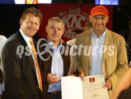 EBEL. Eishockey Bundesliga. 100 Jahr Feier KAC. Buergermeister Christian Scheider, Hans Sulzer, Stadtrat Manfred Mertel. Klagenfurt, am 19.9.2009.
Foto: Kuess
---
pressefotos, pressefotografie, kuess, qs, qspictures, sport, bild, bilder, bilddatenbank