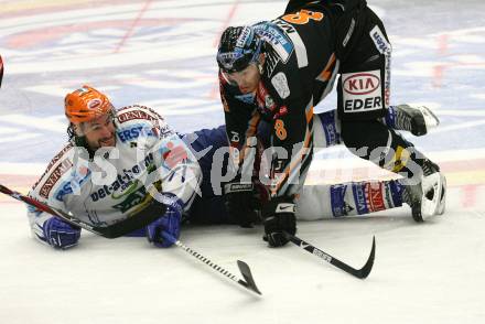 EBEL. Eishockey Bundesliga. VSV gegen EHC Liwest Linz. Kiel McLeod (VSV), Michael Mayr (Linz). Villach, am 22.9.2009.
Foto: Kuess
---
pressefotos, pressefotografie, kuess, qs, qspictures, sport, bild, bilder, bilddatenbank