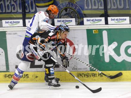 EBEL. Eishockey Bundesliga. VSV gegen EHC Liwest Linz. Kiel McLeod (VSV), Martin Grabher Meier (Linz). Villach, am 22.9.2009.
Foto: Kuess
---
pressefotos, pressefotografie, kuess, qs, qspictures, sport, bild, bilder, bilddatenbank