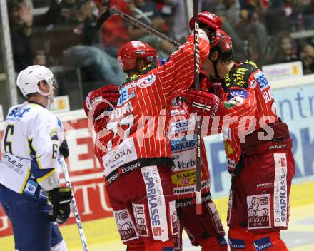 EBEL. Eishockey Bundesliga. KAC gegen KHL Medvescak Zagreb. Torjubel KAC. Klagenfurt, am 25.9.2009.
Foto: Kuess 

---
pressefotos, pressefotografie, kuess, qs, qspictures, sport, bild, bilder, bilddatenbank