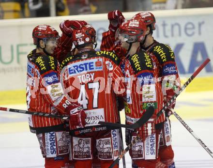 EBEL. Eishockey Bundesliga. KAC gegen KHL Medvescak Zagreb. Jubel KAC. Klagenfurt, am 25.9.2009.
Foto: Kuess 

---
pressefotos, pressefotografie, kuess, qs, qspictures, sport, bild, bilder, bilddatenbank