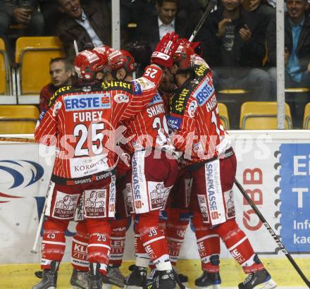 EBEL. Eishockey Bundesliga. KAC gegen KHL Medvescak Zagreb. Jubel KAC. Klagenfurt, am 25.9.2009.
Foto: Kuess 

---
pressefotos, pressefotografie, kuess, qs, qspictures, sport, bild, bilder, bilddatenbank