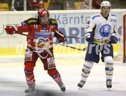 EBEL. Eishockey Bundesliga. KAC gegen KHL Medvescak Zagreb. Christoph Brandner,  (KAC), Conrad Martin (Zagreb). Klagenfurt, am 25.9.2009.
Foto: Kuess 

---
pressefotos, pressefotografie, kuess, qs, qspictures, sport, bild, bilder, bilddatenbank