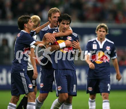 Fussball. Tipp3-Bundesliga. SK Austria Kelag Kaernten  gegen Red Bull Salzburg. Torjubel Salzburg (Red Bull Salzburg). Klagenfurt, 26.9.2009. 
Foto: Kuess 


---
pressefotos, pressefotografie, kuess, qs, qspictures, sport, bild, bilder, bilddatenbank