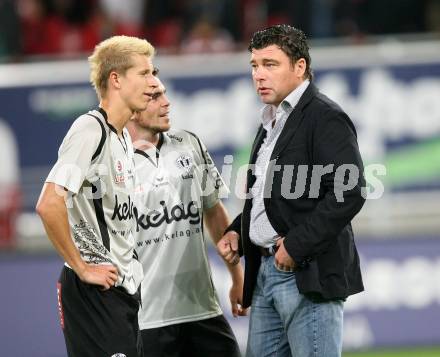 Fussball. Tipp3-Bundesliga. SK Austria Kelag Kaernten  gegen Red Bull Salzburg.  Thomas Hinum, Wolfgang Mair, Mario Canori (Austria Kaernten). Klagenfurt, 26.9.2009. 
Foto: Kuess

---
pressefotos, pressefotografie, kuess, qs, qspictures, sport, bild, bilder, bilddatenbank