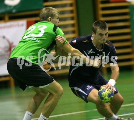 Handball. Bundesliga. HCK gegen SC Ferlach. A. Hribernic (HCK), A. Virze (Ferlach).
Viktring, 19.9.2009.
Foto: Kuess
---
pressefotos, pressefotografie, kuess, qs, qspictures, sport, bild, bilder, bilddatenbank