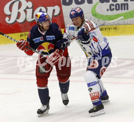 EBEL. Eishockey Bundesliga. VSV gegen EC Red Bull Salzburg. Mike Stewart, (VSV), Jonathan Filewich (Salzburg). Villach, am 29.9.2009.
Foto: Kuess 


---
pressefotos, pressefotografie, kuess, qs, qspictures, sport, bild, bilder, bilddatenbank