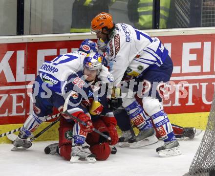 EBEL. Eishockey Bundesliga. VSV gegen EC Red Bull Salzburg. Wolfgang Kromp, Kiel McLeod, (VSV), Martin Ulmer (Salzburg). Villach, am 29.9.2009.
Foto: Kuess 


---
pressefotos, pressefotografie, kuess, qs, qspictures, sport, bild, bilder, bilddatenbank