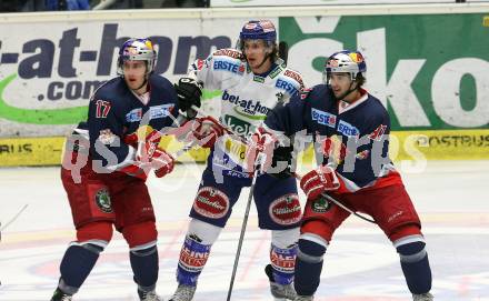 EBEL. Eishockey Bundesliga. VSV gegen EC Red Bull Salzburg. Christian Ban, (VSV), Michael Gergen, Dominique Heinrich (Salzburg). Villach, am 29.9.2009.
Foto: Kuess 


---
pressefotos, pressefotografie, kuess, qs, qspictures, sport, bild, bilder, bilddatenbank