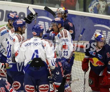 EBEL. Eishockey Bundesliga. VSV gegen EC Red Bull Salzburg. Torjubel VSV. Villach, am 29.9.2009.
Foto: Kuess 


---
pressefotos, pressefotografie, kuess, qs, qspictures, sport, bild, bilder, bilddatenbank