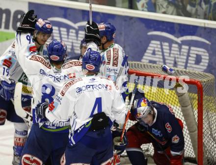 EBEL. Eishockey Bundesliga. VSV gegen EC Red Bull Salzburg. Torjubel VSV. Villach, am 29.9.2009.
Foto: Kuess 


---
pressefotos, pressefotografie, kuess, qs, qspictures, sport, bild, bilder, bilddatenbank