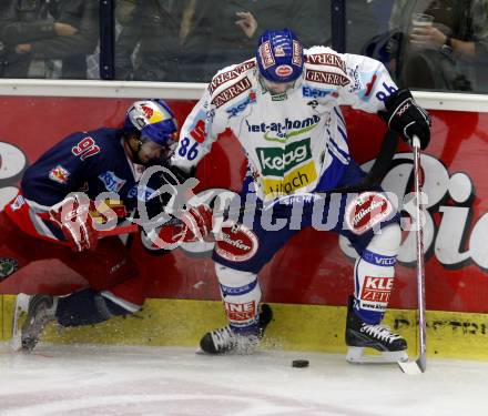 EBEL. Eishockey Bundesliga. VSV gegen EC Red Bull Salzburg. Jonathan Ferlandl,  (VSV), Dominique Heinrich (Salzburg). Villach, am 29.9.2009.
Foto: Kuess 


---
pressefotos, pressefotografie, kuess, qs, qspictures, sport, bild, bilder, bilddatenbank