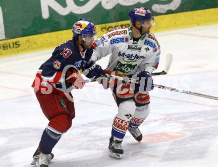 EBEL. Eishockey Bundesliga. VSV gegen EC Red Bull Salzburg. Gerhard Unterluggauer,  (VSV), Michael Schiechl (Salzburg). Villach, am 29.9.2009.
Foto: Kuess 


---
pressefotos, pressefotografie, kuess, qs, qspictures, sport, bild, bilder, bilddatenbank