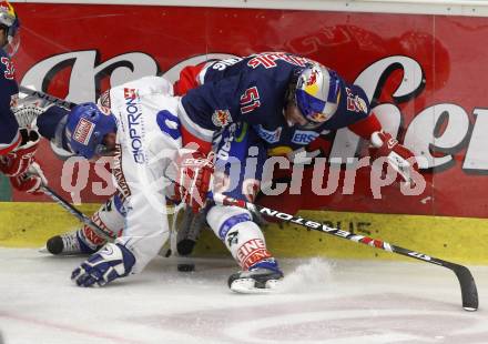 EBEL. Eishockey Bundesliga. VSV gegen EC Red Bull Salzburg. Roland Kaspitz,  (VSV), Matthias Trattnig (Salzburg). Villach, am 29.9.2009.
Foto: Kuess 


---
pressefotos, pressefotografie, kuess, qs, qspictures, sport, bild, bilder, bilddatenbank