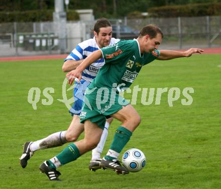 Fussball. Kaerntner Liga. VSV gegen SV Lendorf. Schuri Arno (VSV), Morgenstern Martin (Lendorf). Villach, 10.10.2009. 
Foto: Kuess

---
pressefotos, pressefotografie, kuess, qs, qspictures, sport, bild, bilder, bilddatenbank