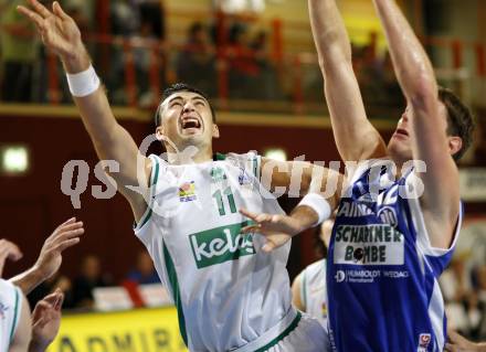 Basketball Bundesliga. Woerthersee Piraten gegen Gmunden. Admir Aljic (Piraten), Matthias Mayer (Gmunden).  Klagenfurt, 10.10.2009
Foto: Kuess

---
pressefotos, pressefotografie, kuess, qs, qspictures, sport, bild, bilder, bilddatenbank