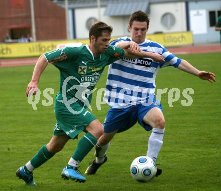 Fussball. Kaerntner Liga. VSV gegen SV Lendorf. Brandstaetter Julian (VSV), De Zordo Hannes (Lendorf). Villach, 10.10.2009. 
Foto: Kuess

---
pressefotos, pressefotografie, kuess, qs, qspictures, sport, bild, bilder, bilddatenbank