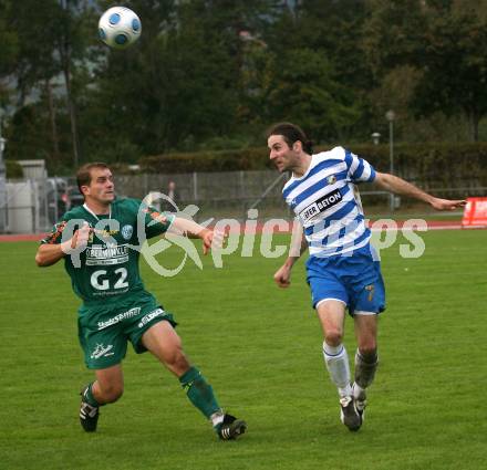 Fussball. Kaerntner Liga. VSV gegen SV Lendorf. Schuri Arno (VSV), Morgenstern Martin (Lendorf). Villach, 10.10.2009. 
Foto: Kuess

---
pressefotos, pressefotografie, kuess, qs, qspictures, sport, bild, bilder, bilddatenbank